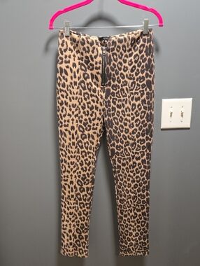 Papaya Leopard Print High-Waist Skinny Pants